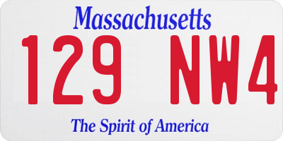MA license plate 129NW4