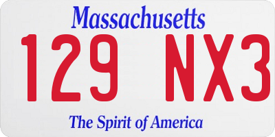 MA license plate 129NX3