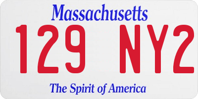 MA license plate 129NY2