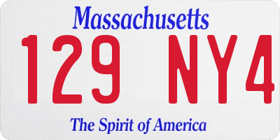 MA license plate 129NY4