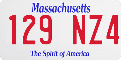 MA license plate 129NZ4