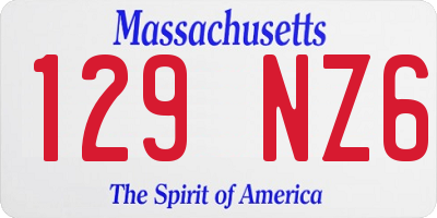 MA license plate 129NZ6