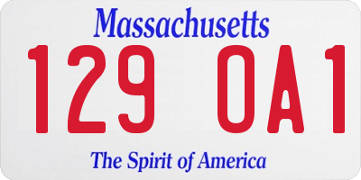 MA license plate 129OA1
