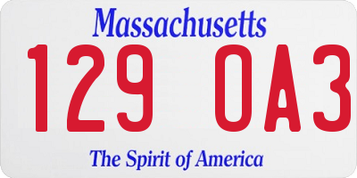 MA license plate 129OA3