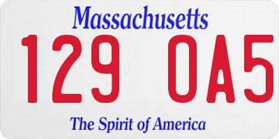 MA license plate 129OA5