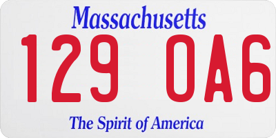MA license plate 129OA6