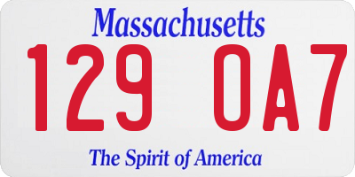 MA license plate 129OA7