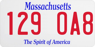 MA license plate 129OA8