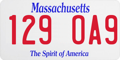 MA license plate 129OA9