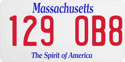 MA license plate 129OB8