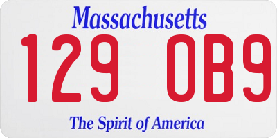 MA license plate 129OB9