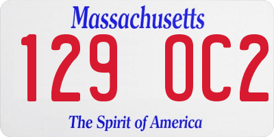 MA license plate 129OC2