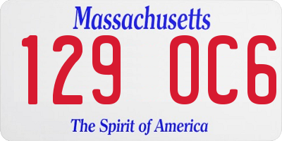 MA license plate 129OC6