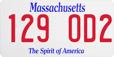 MA license plate 129OD2