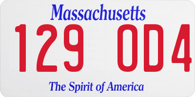 MA license plate 129OD4