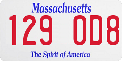 MA license plate 129OD8