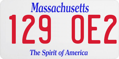 MA license plate 129OE2