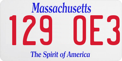 MA license plate 129OE3