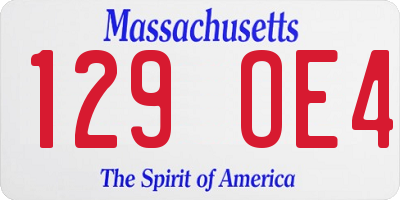 MA license plate 129OE4