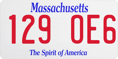 MA license plate 129OE6