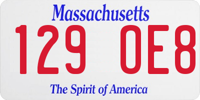 MA license plate 129OE8
