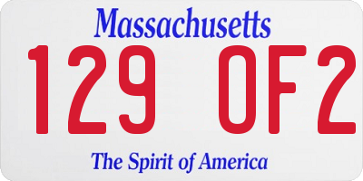MA license plate 129OF2