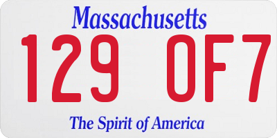 MA license plate 129OF7