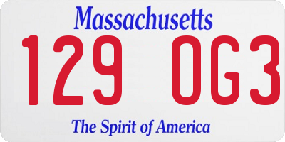 MA license plate 129OG3