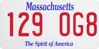 MA license plate 129OG8