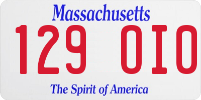 MA license plate 129OI0