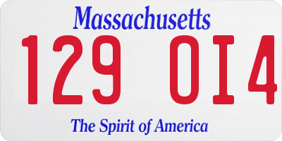 MA license plate 129OI4