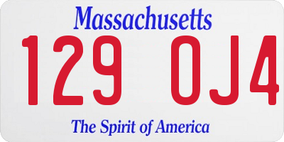 MA license plate 129OJ4