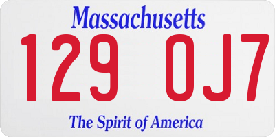 MA license plate 129OJ7