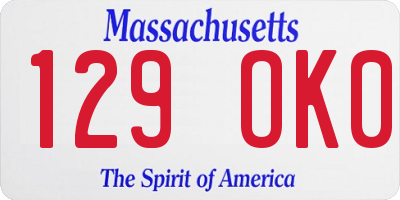 MA license plate 129OK0