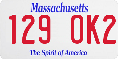 MA license plate 129OK2