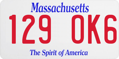 MA license plate 129OK6