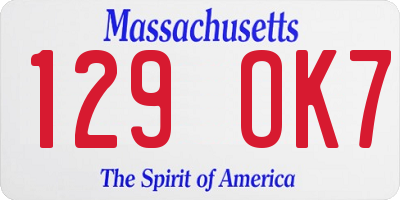 MA license plate 129OK7