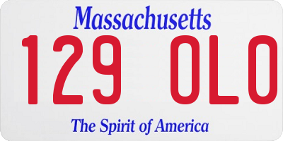 MA license plate 129OL0