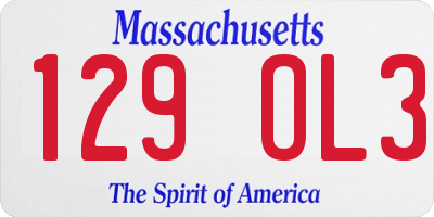MA license plate 129OL3
