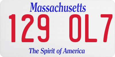 MA license plate 129OL7
