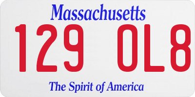 MA license plate 129OL8