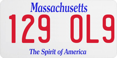 MA license plate 129OL9