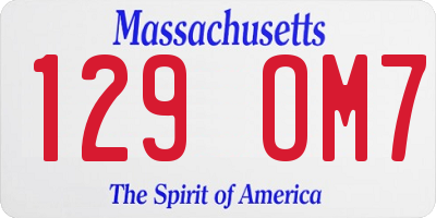 MA license plate 129OM7