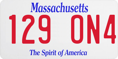 MA license plate 129ON4