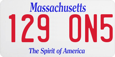 MA license plate 129ON5