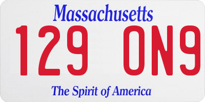 MA license plate 129ON9
