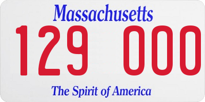 MA license plate 129OO0
