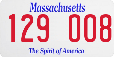 MA license plate 129OO8