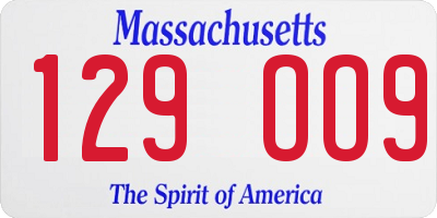 MA license plate 129OO9