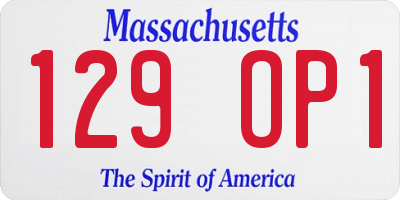 MA license plate 129OP1
